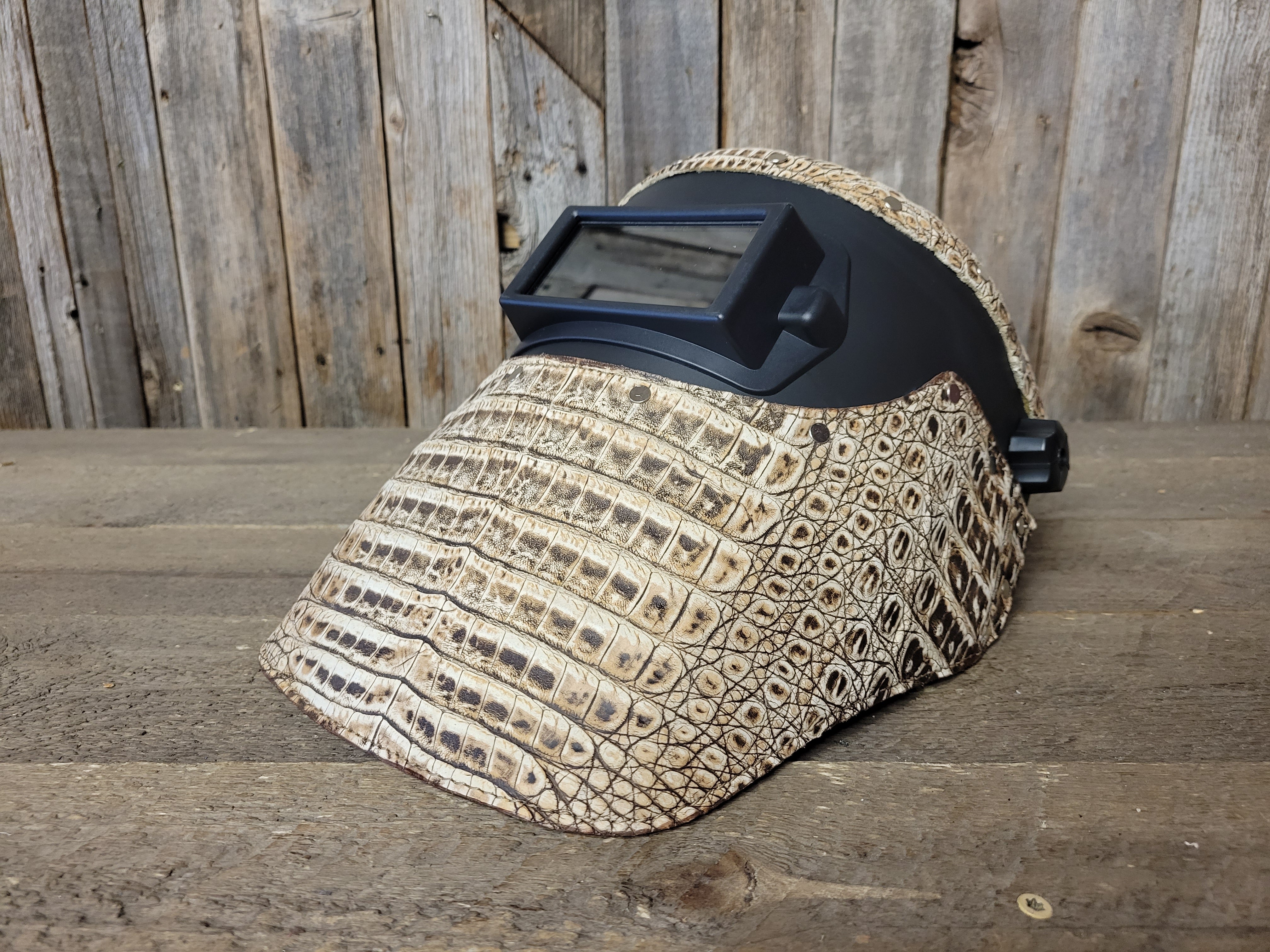 Outlaw Leather - Welding Hood - Peanut Sundance Caiman